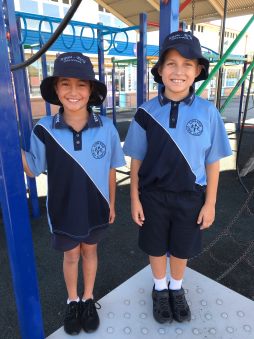 Students wearing the school uniform